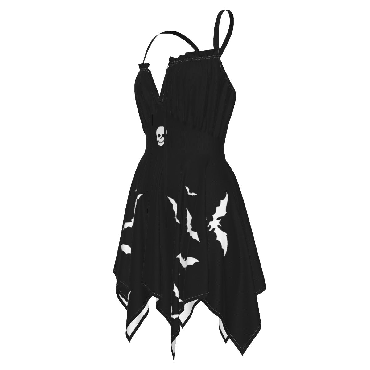 Czarna sukienka gotycka typu slip dress Bat&Skull