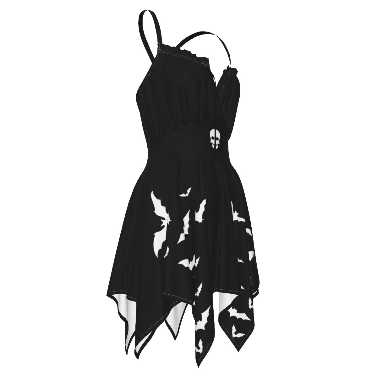 Czarna sukienka gotycka typu slip dress Bat&Skull