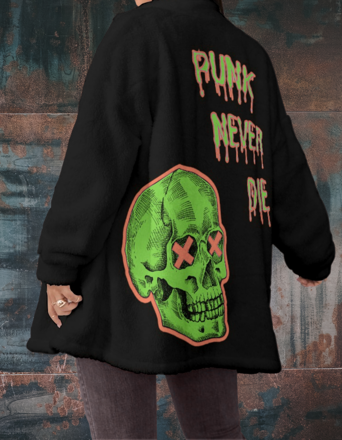 Buntowniczy Polar Punkowy "Corporates Must Die" & "Punk Never Die" – Oversize