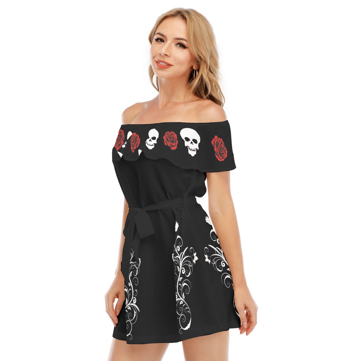 Gotycka Sukienka z odkrytymi ramionami Gothic Rose