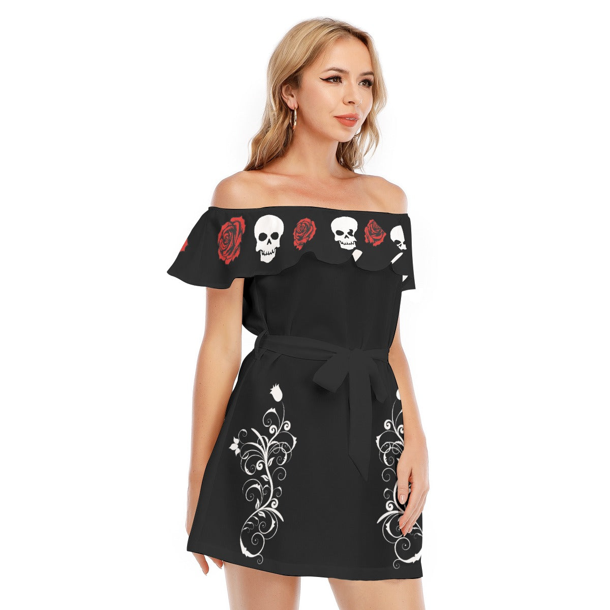 Gotycka Sukienka z odkrytymi ramionami Gothic Rose
