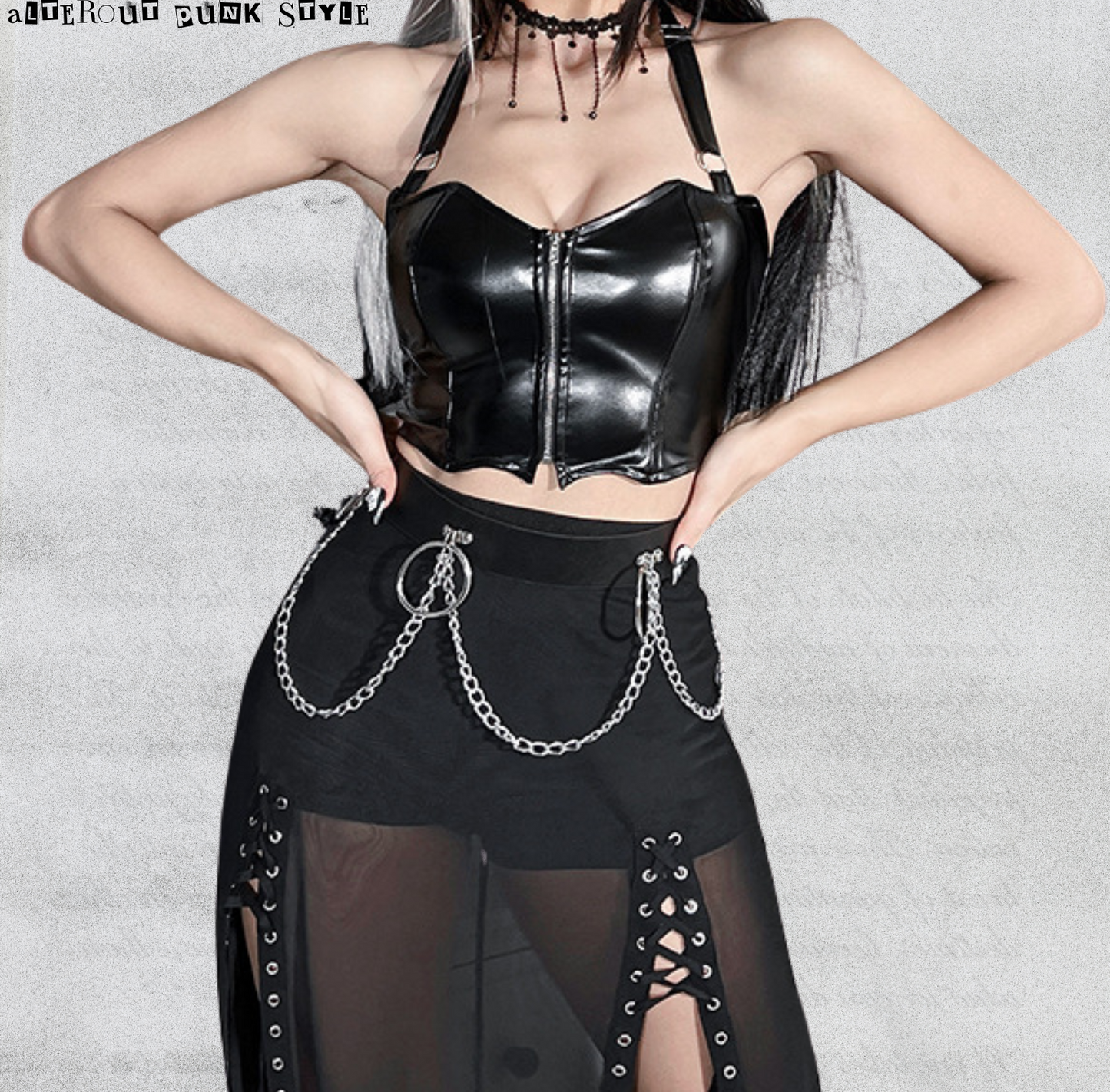 Top Punkowy Black Leather Rebel