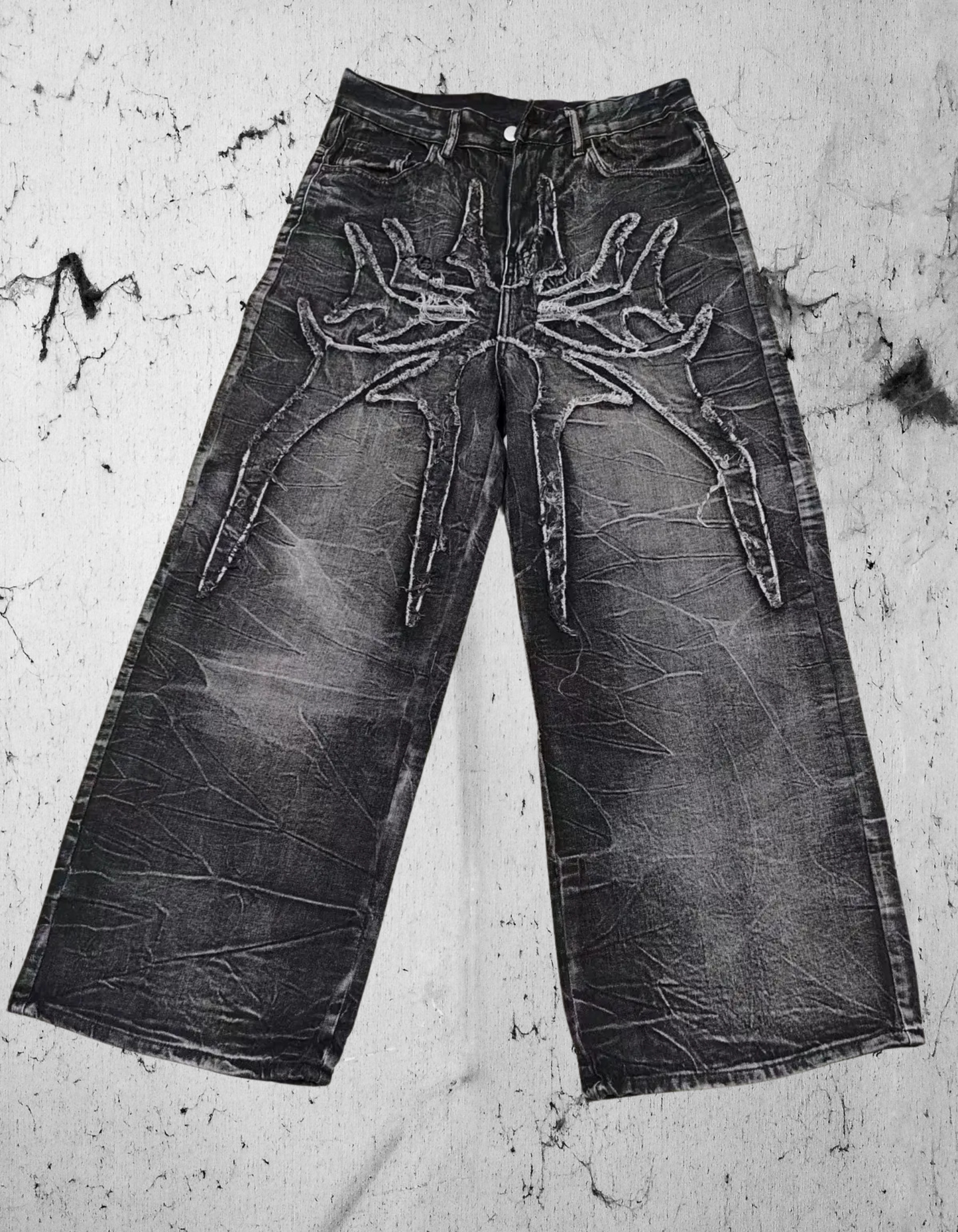 Gotyckie denimowe spodnie baggy